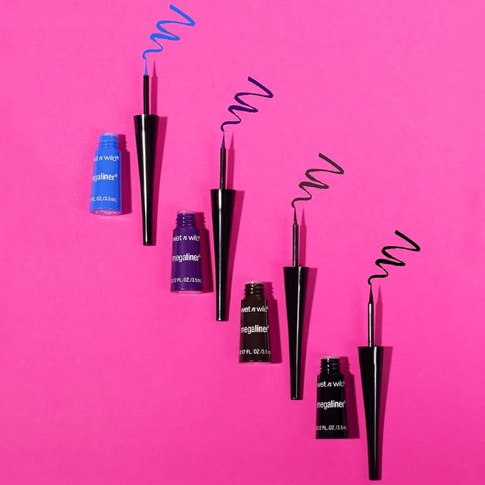 wet n wild MegaLiner Liquid Eyeliner - Metallic, Cosmic Black (Pack of 2)