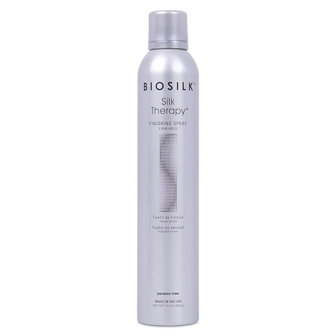 BioSilk Silk Therapy Finishing Spray Firm Hold, Strong-Hold Hairspray for Long-Lasting Styles, Adds Brilliant Shine & Keeps Hair Touchable, Sulfate-Free, Paraben-Free, Cruelty-Free, 10 Oz