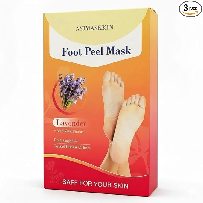 Peeling Foot Mask 3 Pack | Lavender Extract Foot Peel for Dead Skin Removal & Heel Repair | Dermatologically Tested