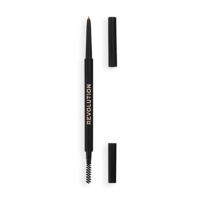 Revolution, Precise Brow Pencil, Dual-Sided, Ultra-Fine Pencil Tool, Includes Spoolie Brush, Vegan & Cruelty-Free, Light Brown