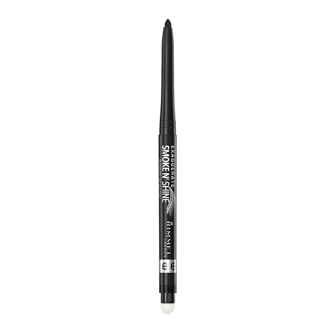 Rimmel London Exaggerate Smoke n' Shine Eye Definer Eyeliner, Long-Wearing, Gel Formula, Flake-Free, 001, Little Black Smokey, 0.01oz (Pack of 2)