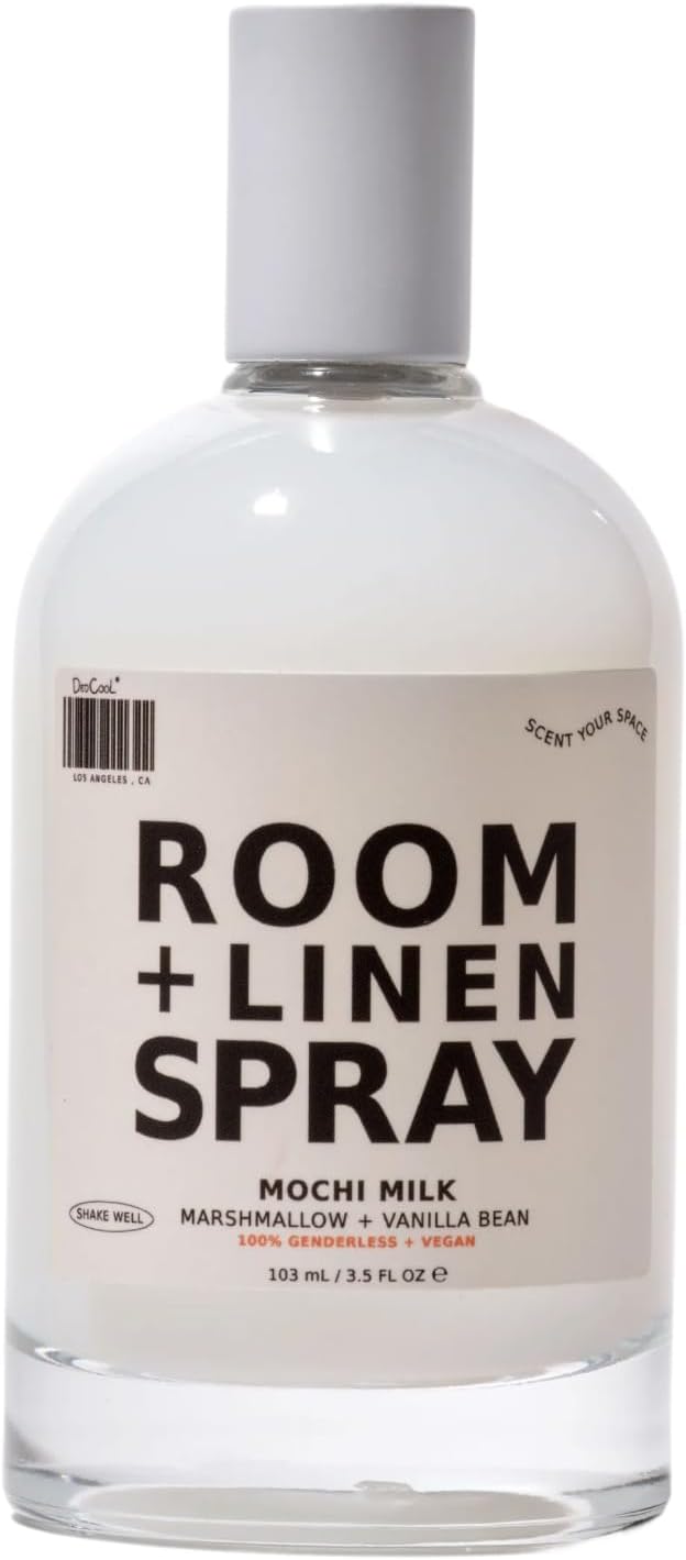 DedCool Room + Linen Spray in Mochi Milk | Natural Fabric & Linen Spray | Non-Toxic, Essential Oil Infused | Freshens Home, Bedding, Couch, Closet & Bathroom | 3.5 fl oz