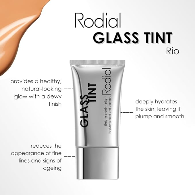 Rodial Glass Skin Tint - Tinted Moisturizer Shade 4 Rio, Liquid Lightweight Foundation for Natural Makeup (1 fl oz)