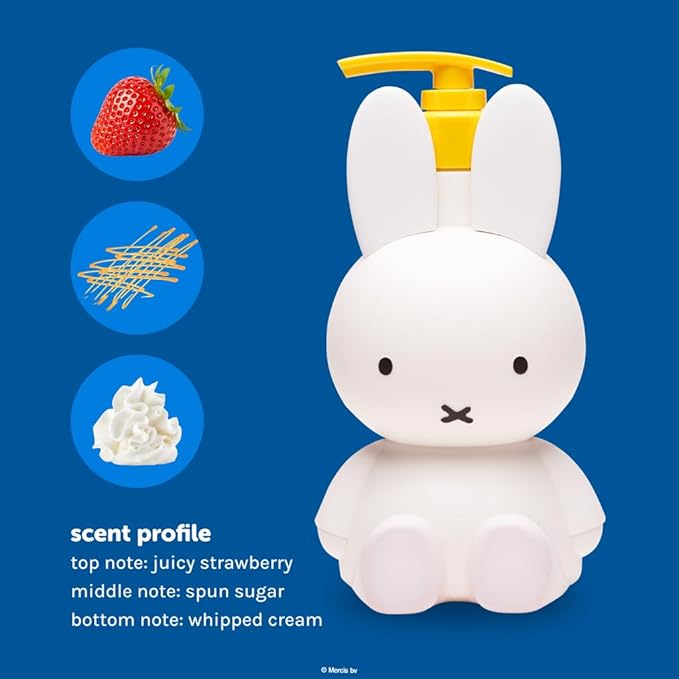 The Crme Shop Miffy Sweet Wonder Shower Gel, Body Wash with Hydrating and Nourishing Hyaluronic Acid and Vitamin C, Miffy Pump Bottle, Strawberries and Whipped Cream Scent, 340 mL
