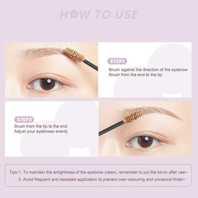 JUDYDOLL 2 IN 1 Eyebrow Mascara，Waterproof Eyebrow Makeup for Natural Feathered Brows，Smooth Clump-Free Formula, Natural, Long-Lasting, for Beginners (03 Gray Brown)