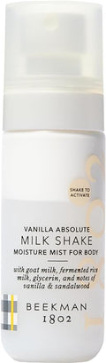 Beekman 1802 Milk Shake Hydrating Body Mist – Alcohol-Free Moisture with Goat Milk, Hyaluronic Acid & Squalane, Lightweight Skin Softening Spray for Sensitive Skin – Vanilla Absolute, 2 Fl Oz