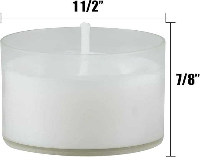 Stonebriar 48 Count White Unscented Smokeless Long Burning Clear Cup Tea Light Candles with 6 to 7 Hour Burn Time