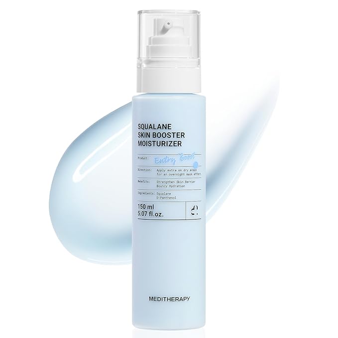 MEDITHERAPY Squalane Skin Booster Moisturizer – 8% Squalane + Panthenol + Hyaluronic Acid | Hydrating Moisturizer Face Cream for Dry Sensitive Skin | Lightweight Non-Greasy Barrier-Support 5.07 fl oz