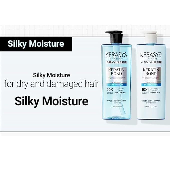 Kerasys Advanced Keratin Bond Silky Moisture 20.2 fl oz / 600 ml (1-Pack, Treatment), Blue