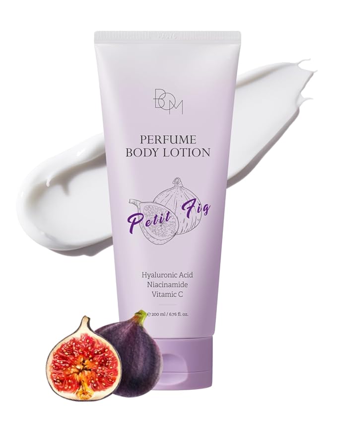BOM Petit Fig Perfume Body Lotion 6.76 Fl Oz, Fig Scented Body Cream with Hyaluronic Acid, Niacinamide & Vitamin C, Long-Lasting Moisture & Fragrance, Non-Sticky Texture for Smooth, Korean Skincare