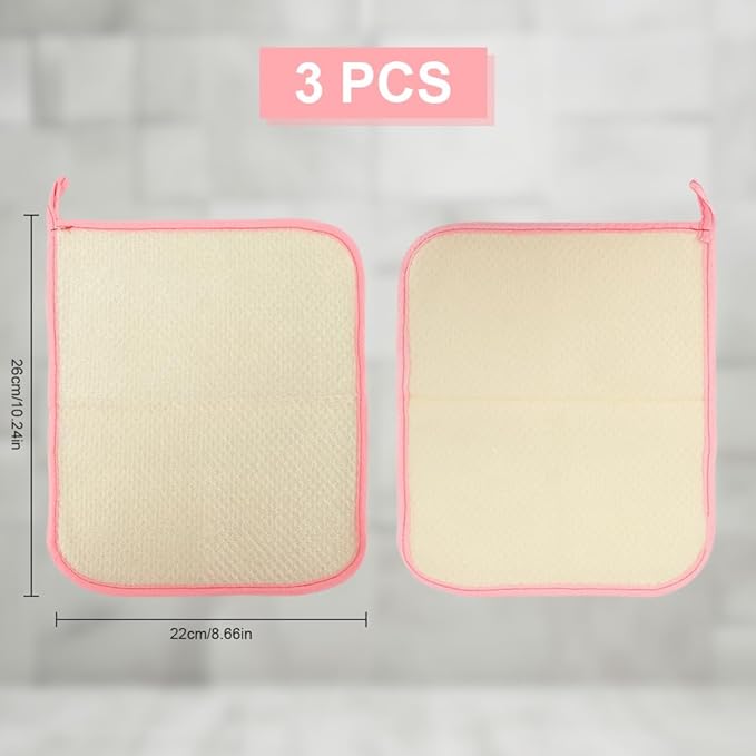 Wash Cloths,Exfoliating Body Scrubber,Body Scrubber Exfoliator,Pink Frame Exfoliating Washcloth,Face Cloths for Washing Face,Loofah Exfoliating Body Scrubber,Wash Rags for Body,Exfoliating Towel 3Pack