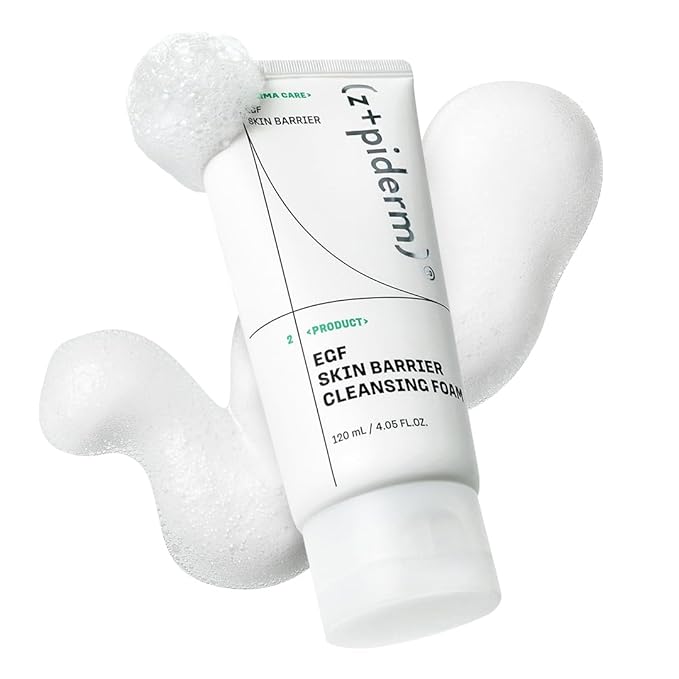 Zipiderm EGF Deep Cleansing Foam – Korean Gentle Facial Cleanser with EGF for Sensitive & Acne-Prone Skin, Double Cleansing K-Beauty Foam that Supports Skin Barrier & Smooth Texture, 4.05 fl oz
