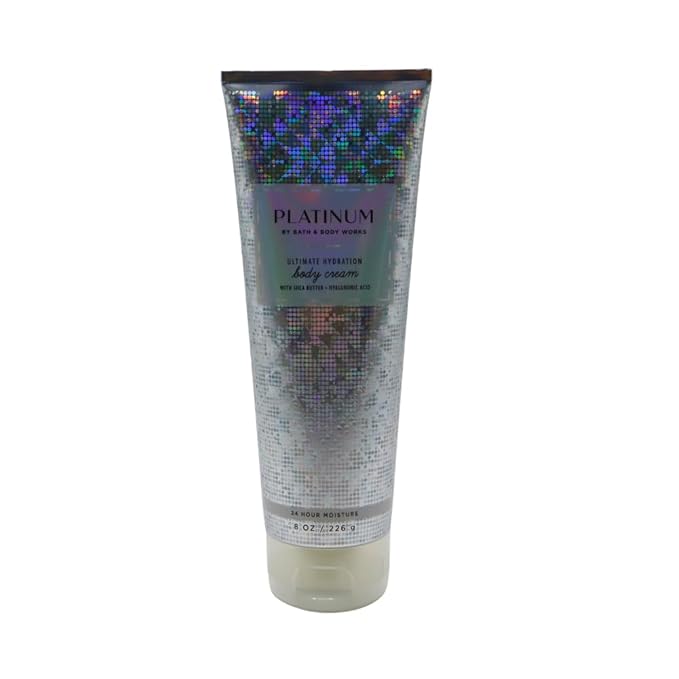 Bath & Body Works PLATINUM Diamond Shimmer Mist & Ultimate Hydration Body Cream 2pc bundle with a Blue Bow for Holidays & Gifts