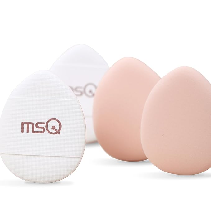 MSQ Mini Powder Puff 4PCS Finger Puff Drop-Shaped Mini Makeup Puff Mini Makeup Sponges for Foundation Concealer Reusable Loose Powder Puffs for Women&Girls