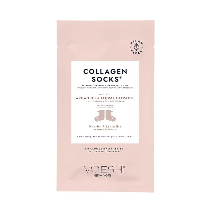 VOESH Collagen Socks For Feet 1 pair- Collagen Foot Mask, Moisturizing foot mask, Pedicure Socks, Pedicure Prep, Hydrating Foot Treatment, Hydrating feet mask