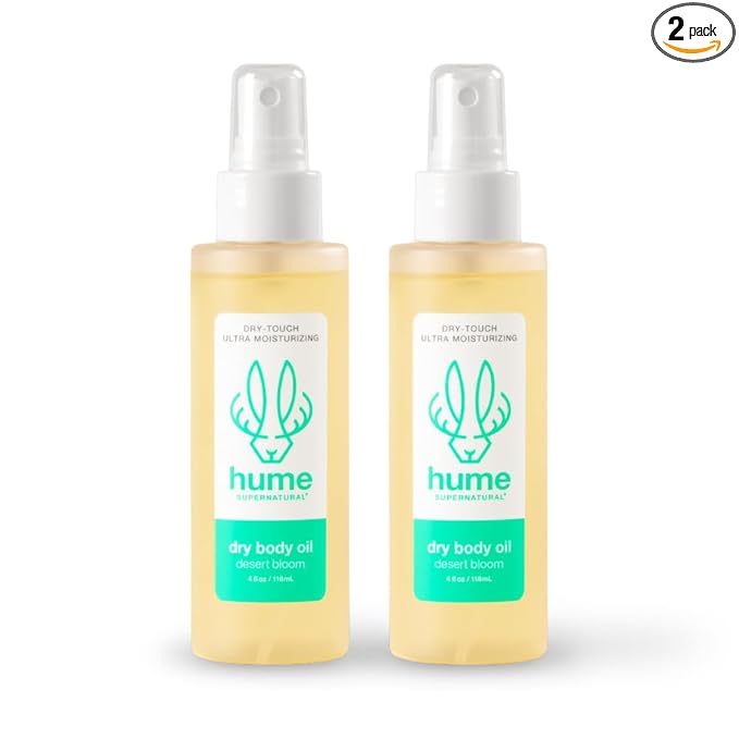 HUME SUPERNATURAL Dry Body Oil Spray - Moisturizing Oil for Dry Skin, After Shower Body Oils for Women and Men, Dry Oil Body Spray, Nourishing, Hydration, Glow, Desert Bloom, 2-Pack