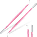 Chumia 2 Pieces 2 in 1 Lash Lift Tool Eyelash Separator Tool with Comb Stainless Steel Metal Lash Perm Lift Rods for Eyelash Eyebrow Comb Perming Tinting Curling Extension Supplies(Pink)