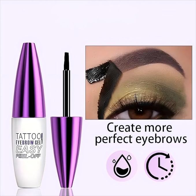 2 Pack Tattoo Eyebrow Gel Easy Peel Off, Waterproof & Sweatproof Eyebrow Tint Peel Off, Easy Peel-Off Eyebrow Gel, Suitable For All Skin Types (Dark brown)