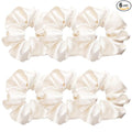 Sufermoe 6 Pcs Satin Silk Hair Scrunchies, Pearl White (Pearl white with a little peach pink, not pure white), 4.5 Inch, Hair Ties for Women and Girls, Hair Accessories