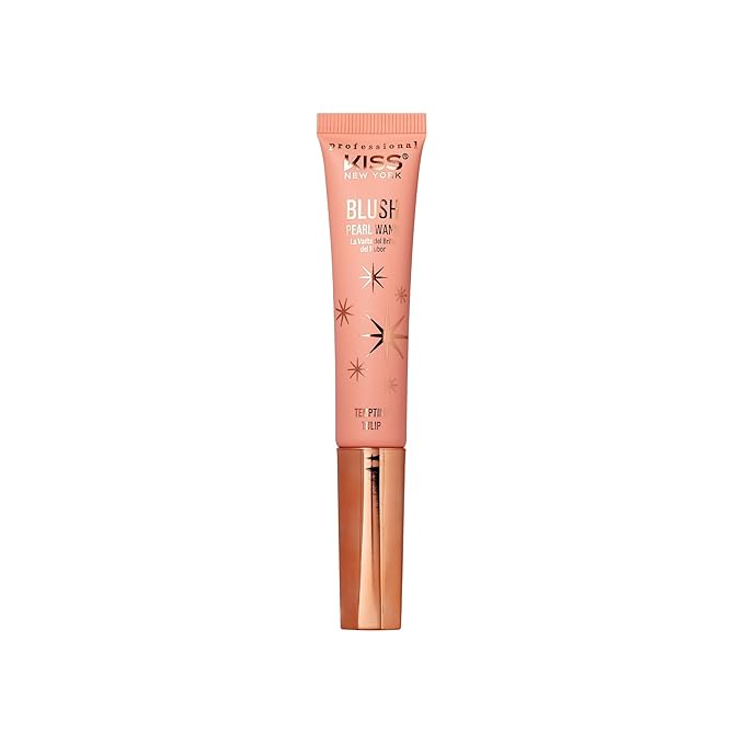 Kiss New York Professional Pearl Liquid Blush Beauty Wand, High Pigment Glow for Cheek, Eye & Lip, Non-Greasy Hydration Lightweight with Sponge-Tip Applicator (Tempting Tulip)
