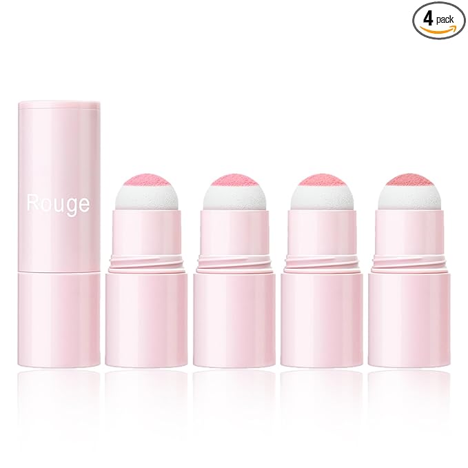 4Pcs Cream Contour Stick Makeup Kit,Shades with Highlighter,Brush Stick,Cream Bronzer for Sculpt the Cheeks,Long-lasting Waterproof Lightweight Contour Set B