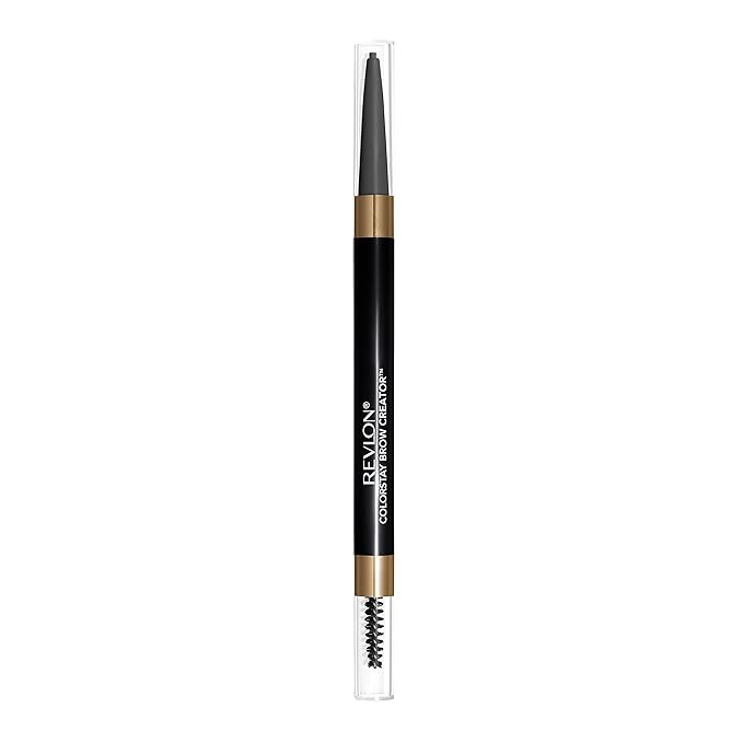 Revlon ColorStay Brow Creator, 2-in-1 Precise Eyebrow Pencil & Powder with Spoolie Brush, Waterproof & Long Lasting, 615 Soft Black, 0.003 oz