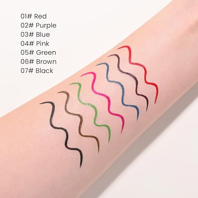 WanTuoluo 7 Pcs Colors Liquid Eyeliner Stamp Pens Set, Long Lasting Liquid Eye Liner,Waterproof & Smudgeproof Makeup