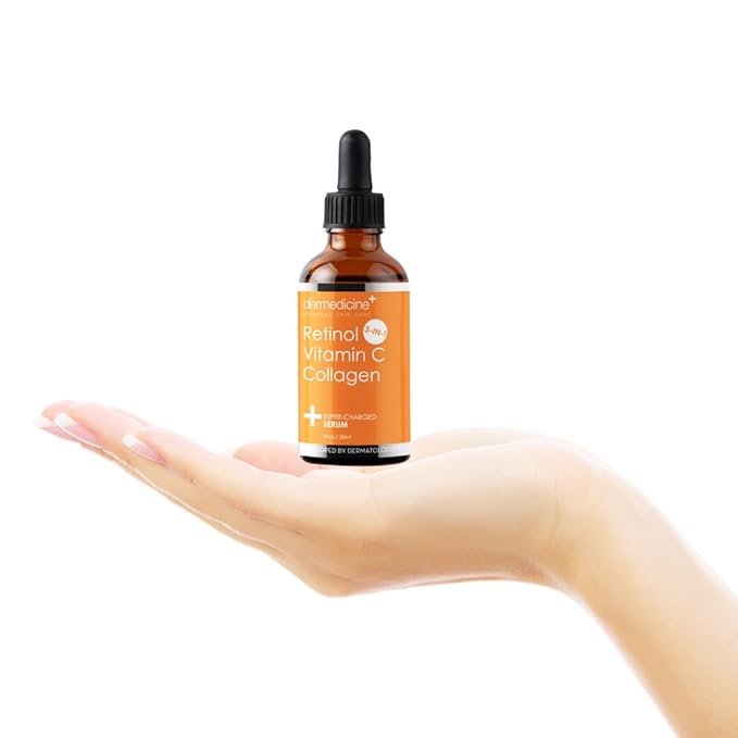 Retinol Vitamin C Collagen | Super Charged Anti-Aging Serum for Face | Pharmaceutical Grade Quality | Helps Smooth & Plump Fine Lines & Wrinkles & Brightens for Younger Skin | 1 fl oz / 30 ml