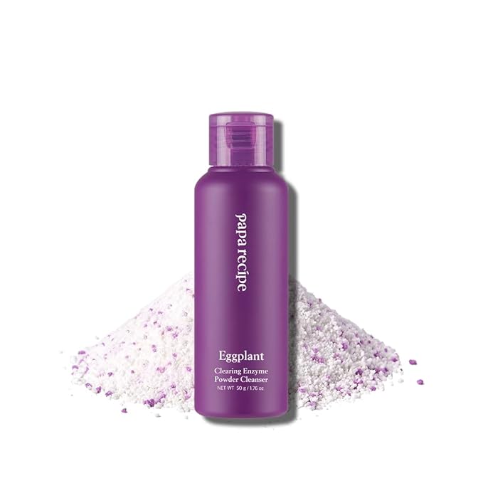 Papa Recipe Eggplant Enzyme Cleansing Powder (1.7oz/50g) – Papain Enzyme Powder-to-Foam Face Wash, Balances & Moisturizes Skin, Gentle Exfoliation, Smoother Texture & Clearer Pores, Korean Skin Care