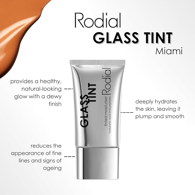 Rodial Glass Skin Tint - Tinted Moisturizer Shade 5 Miami, Liquid Lightweight Foundation for Natural Makeup (1 fl oz)