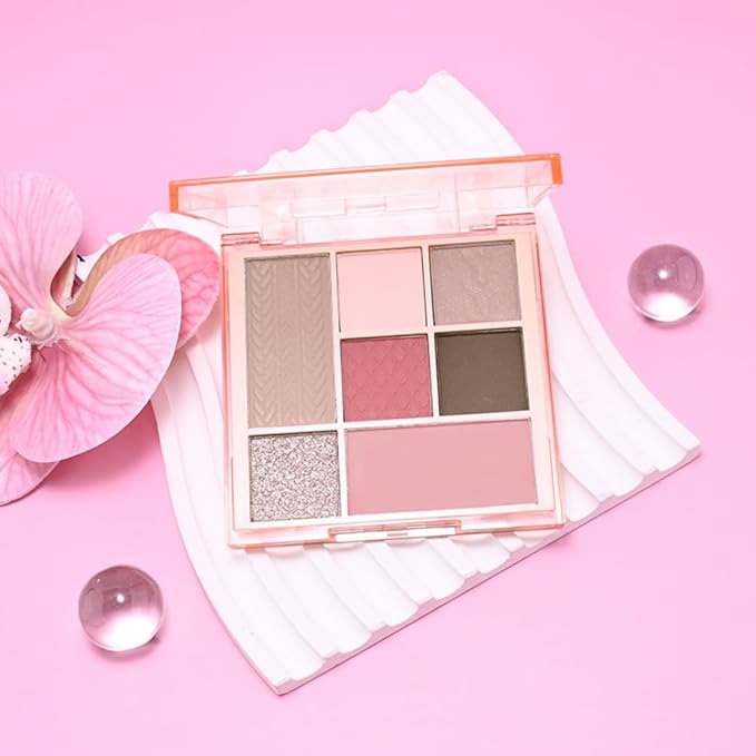 CAKAILA 7Colors Eyeshadow Makeup Palette,Pink Mauve Brown Champagne Natural Neutral Eye Shadow Palettes for Older Women,Long Lasting Naturing-Looking,Lightweight,Eye Makeup Kit Travel Size,Vegan