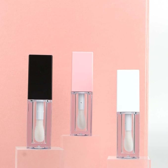 24pcs 5ml Empty square black lipgloss tubes bulk wholesale with big wand lipgloss containers