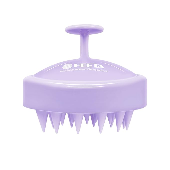 HEETA Shampoo Scalp Brush Massager Hair Growth, Scalp Scrubber with Soft Silicone Bristles for Dandruff Removal, Hair Brush Exfoliator, Light Purple