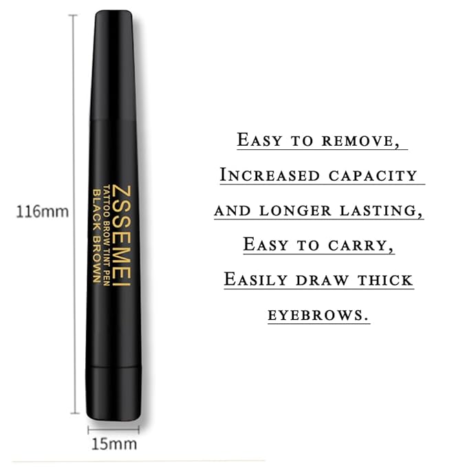Waterproof Eyebrow Pen for Women - Microblading Tattoo Eye Brow Pencil, Long Lasting All Day, Creates Natural Looking (Jet Black - 2 PCS)