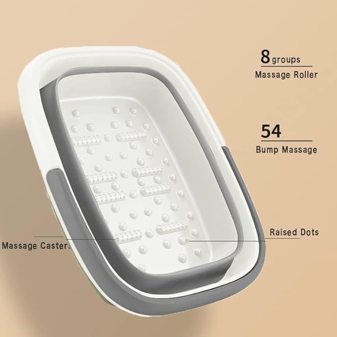 Beinilai Collapsible Foot Bath Kit, Foot Soaking Tub with Handle and Massage Acupoint, Tea Tree Oil Foot Soak with Epsom Salt, and Pedicure Feet File