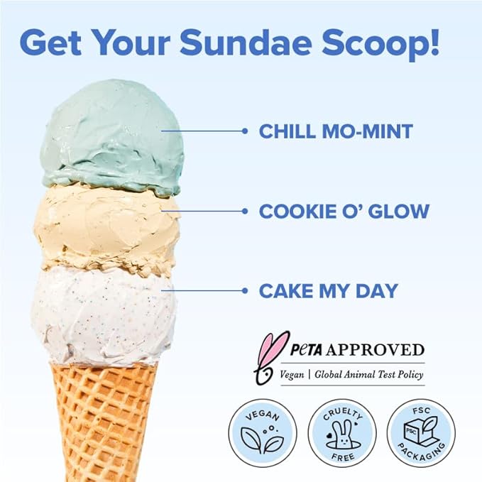 I DEW CARE Wash Off Face Mask Set - Sundae Scoop | Skincare Set for Girls & Teens, Face Mask Kit, Moisturizing & Soothing, Hydrating, Hyaluronic Acid, Travel Mini, Stocking Stuffers, Teen Girl Gifts