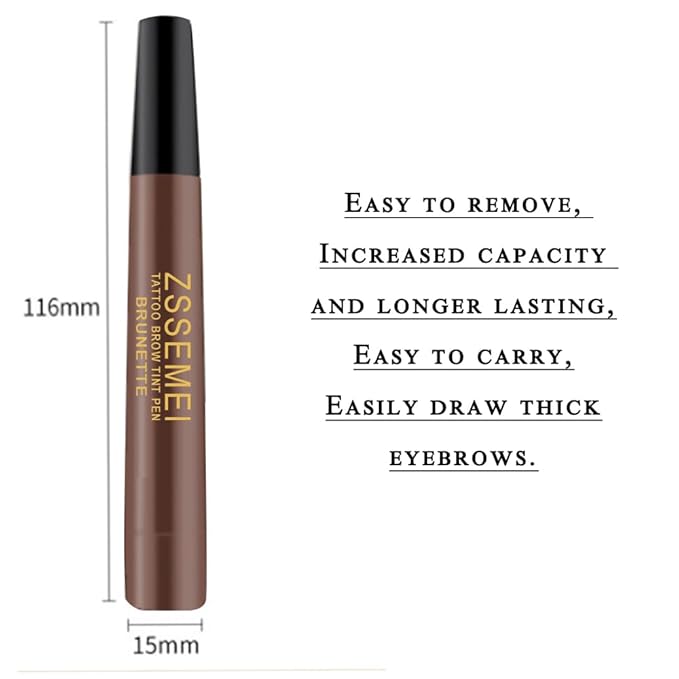 Waterproof Eyebrow Pen for Women - Microblading Tattoo Eye Brow Pencil, Long Lasting All Day, Creates Natural Looking (Brunette - 2 PCS)