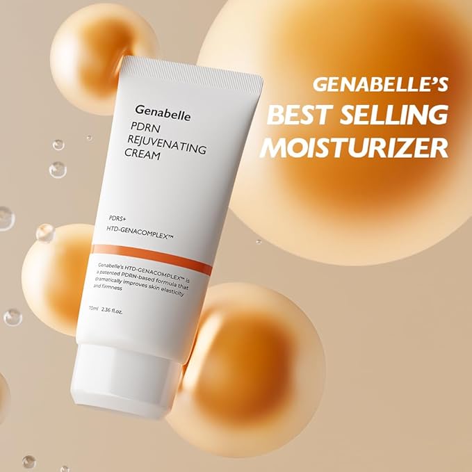Genabelle PDRN Rejuvenating Cream - 1,000ppm PDRN Salmon DNA and Patented HTD-GENACOMPLEX for Skin Elasticity, Glass Skin - Ceramide and Tripeptide-1 Face Moisturizer - 2.36 fl.oz (70ml)