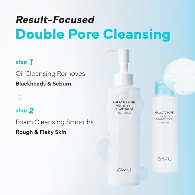 SAM'U Galacto Pore Chewy Powder Wash, Gentle Enzyme Powder Facial Cleanser & Galactomyces Exfoliator for Pores, Korean Skincare for All Skin Types, Face Wash Travel Size, S'more Cleanser 1.76 oz