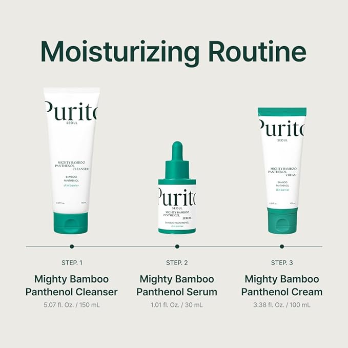 PURITO Mighty Bamboo Panthenol Serum, Glow Serum, Moisture Barrier Repair, for All Skin Types, Fast Absorbing, Deep Hydration, Glass Skin, Vegan & Cruelty-Free, Korean Skincare 1.01 fl.oz / 30 mL