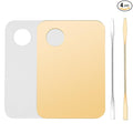 4 Pcs Makeup Mixing Tray Makeup Palette with Makeup Spatula Makeup Mixing Palette Foundation Palette for Eye Shadow Lipsticks Nail Art Beauty Salon (Gold and Transparent)