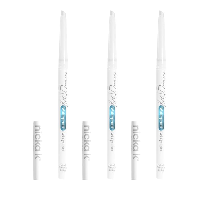NICKA K NEW YORK Precision Stay Waterproof Gel Eye Liner (Glittery White 3 Pack)