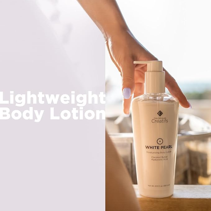 White Pearl Moisturizing Shimmering Body Lotion with Coconut Butter and Hyaluronic Acid, 8.5 fl. oz.