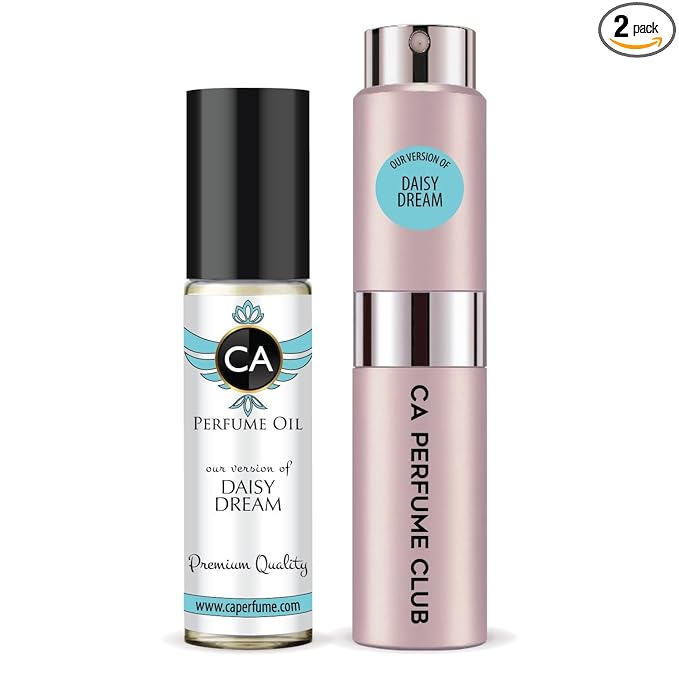 CA Perfume Duo Impression of Daisy Dream For Women Perfume Layering Set Long Lasting Travel Size EDP + Body Oil Roll-On Bottle 0.27 Fl Oz+0.33 Fl Oz