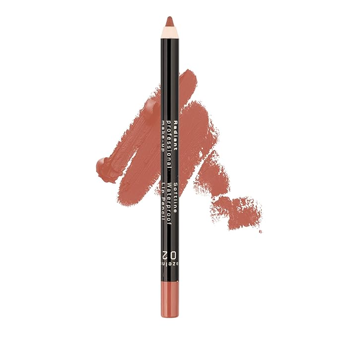 Radiant Professional Waterproof Lip Liner Pencil – Long Lasting, Creamy & Highly Pigmented Lipliner with Vitamin E & Jojoba Oil – Smudge-Proof, Smooth Lip Contour, 1.20 g (02 HAZELNUT)