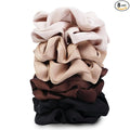 Satin Scrunchies for Women – 8PCS Neutral Silk Hair Ties Set (Black, Blonde, Dark Brown, Light Brown) – No Crease, Frizz-Free, Gentle Elastic Hair Bands, Soft & Stylish Everyday Hair Accessories Gifts