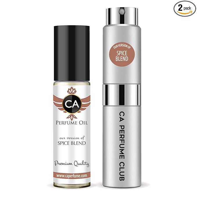 CA Perfume Duo Impression of Spice Blend For Women And Men Perfume Layering Set Long Lasting Travel Size EDP + Body Oil Roll-On Bottle 0.27 Fl Oz+0.33 Fl Oz