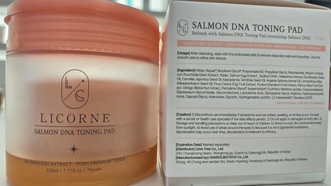 Licorne PDRN Toner Pads (70 Count) – Korean Toner Pads, Facial Toner Pads, Toner Pads Korean Skincare – Dual-Sided Essence Pads with Niacinamide for Hydrated, Smooth-Looking Skin