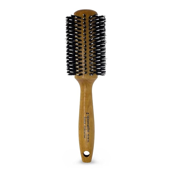 Spornette Boar Bristle Hair Brush for Women - Porcupine 2.75 Inch Brush with German Boar and Nylon Bristles for Detangling, Straightening & Smoothing - For All Hair Types
