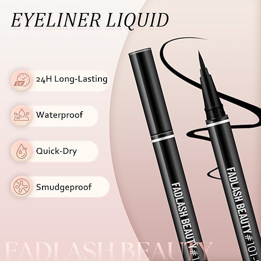 Eyeliner Liquid Eyeliner with Fine Brush for Smooth Application, Waterproof & Smudge-Proof Eye Liner, Long-Lasting Makeup, Highly Pigmented Black Eyeliner Pencil, Cruelty-Free & Vegan, 0.6ml